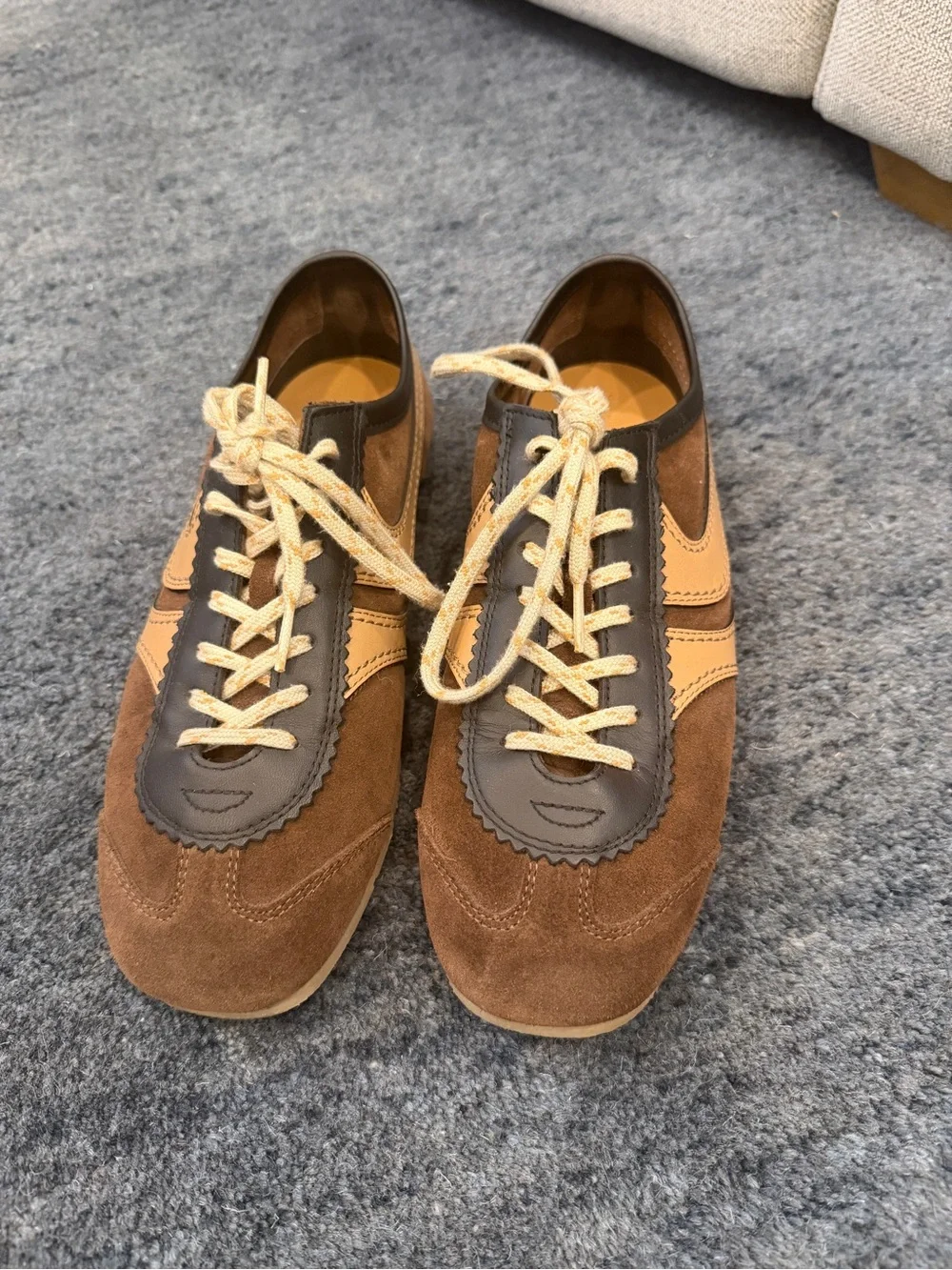 Dries Van Noten Brown Suede Sneakers with Tan and Black Accents